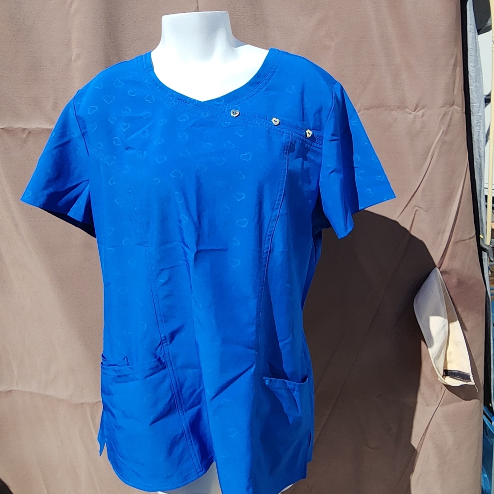 Heart & Soul Blue Scrub Top